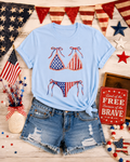 Patriotic Bikini Graphic T-Shirt – American Flag 4th of July Tee