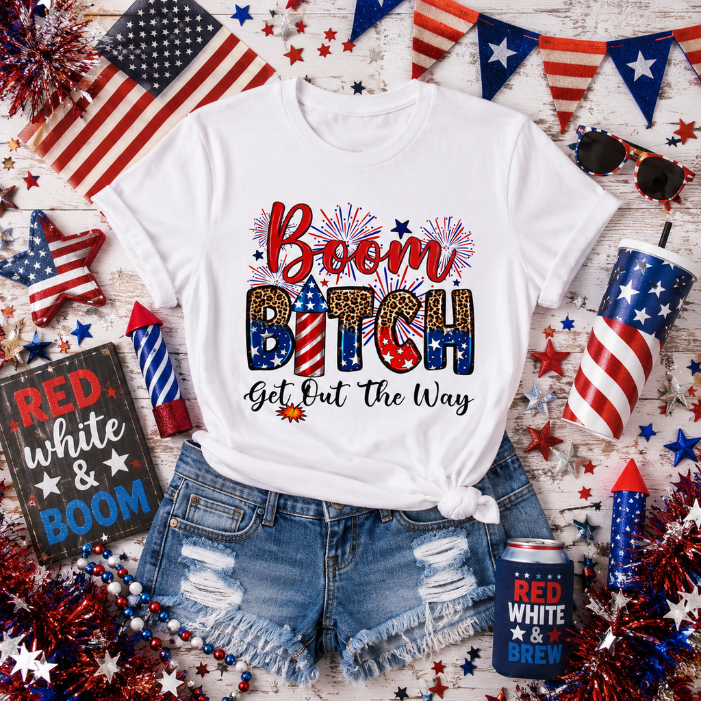 Patriotic 'Boom Bitch Get Out The Way' Graphic Tee