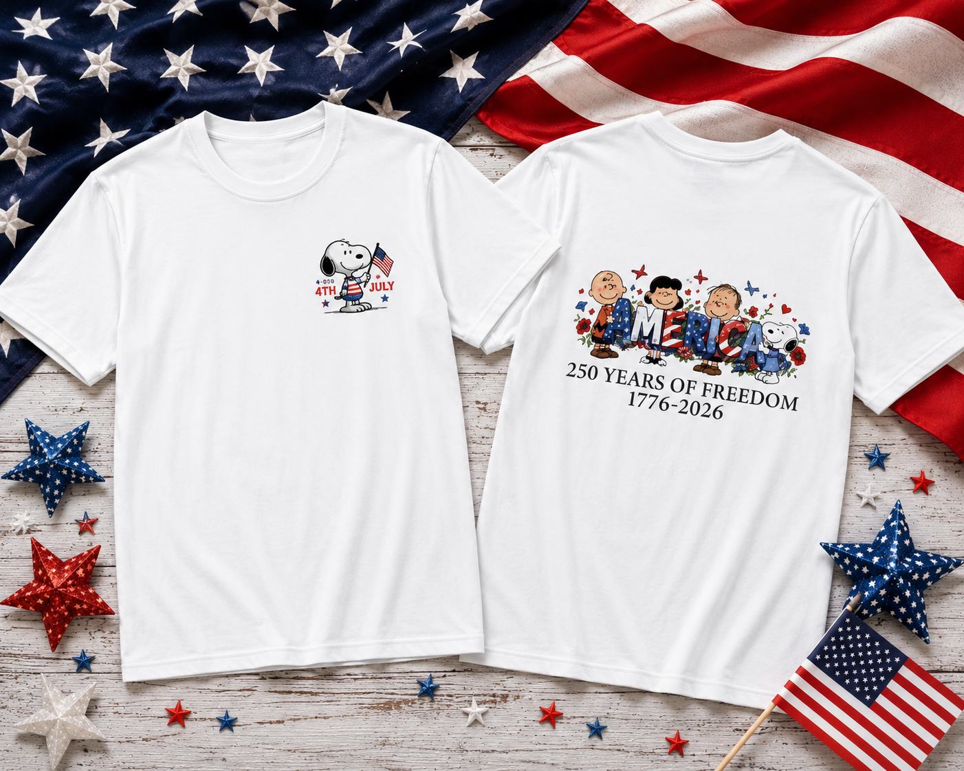 Snoopy 4th of July T-Shirt — Patriotic American Flag Tee
