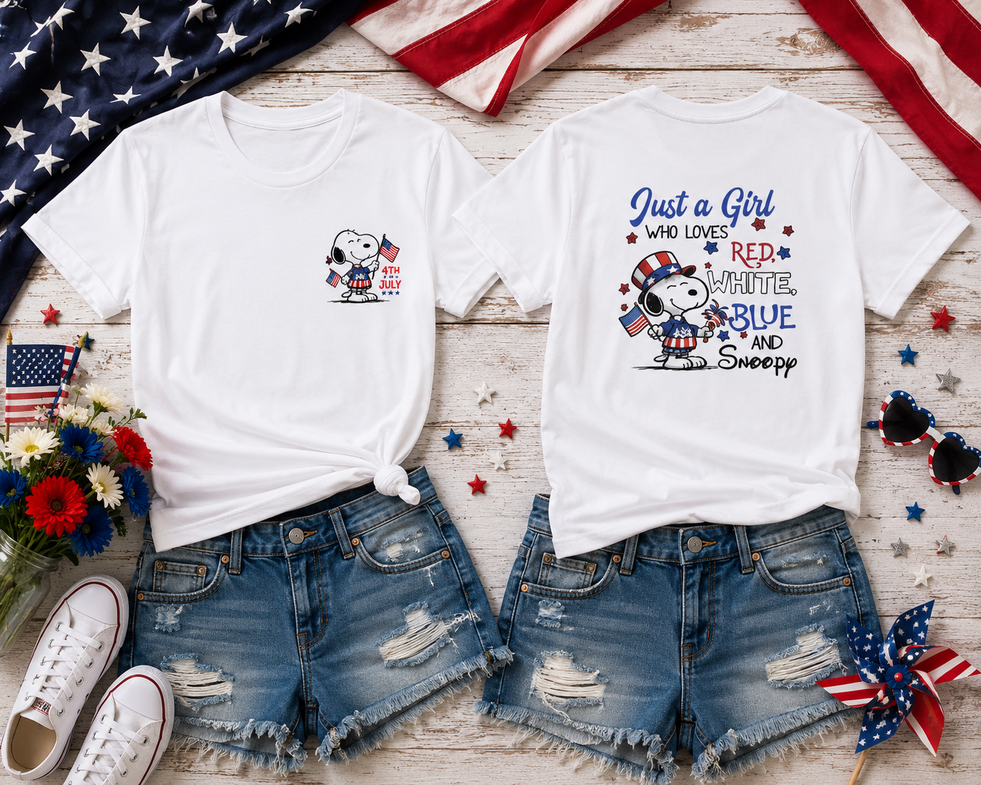 Snoopy 4th of July T‑Shirt — Patriotic American Flag Tee