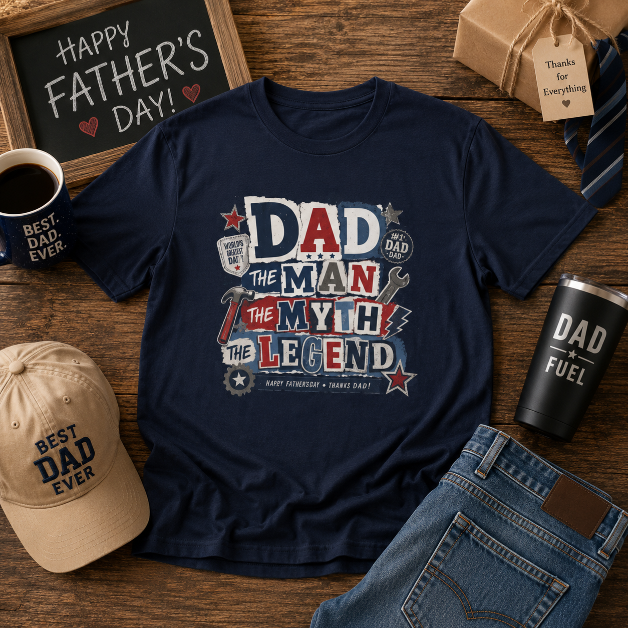 Dad The Man The Myth The Legend T-Shirt — Father's Day Vintage Tool Graphic Tee