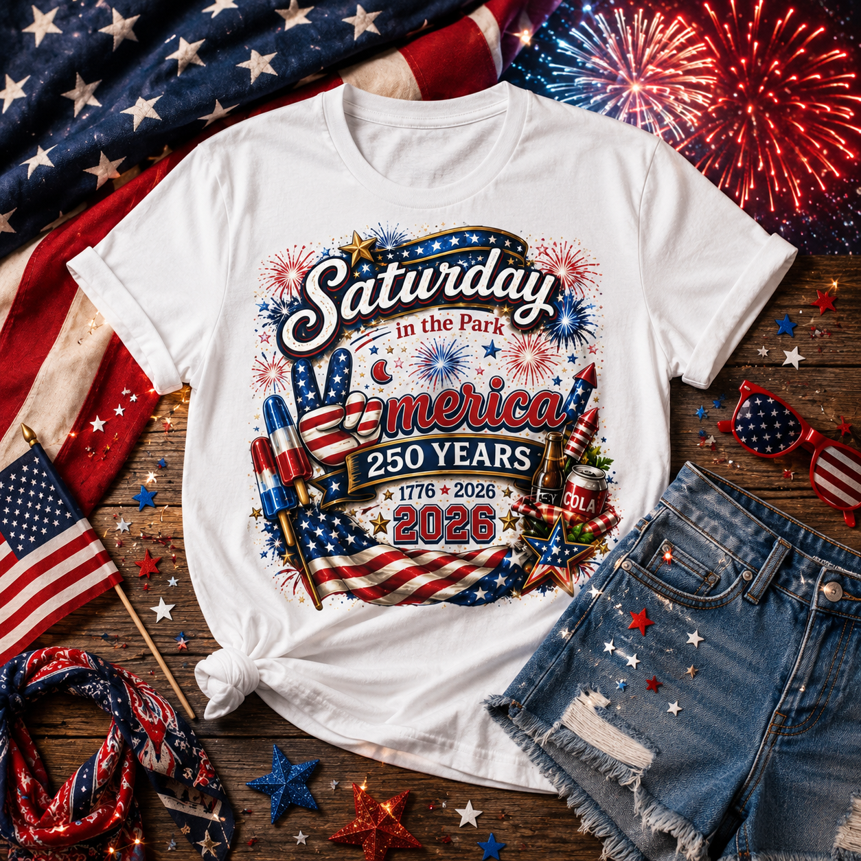 Saturday in the Park America T-Shirt — Patriotic 4th of July Celebration Tee