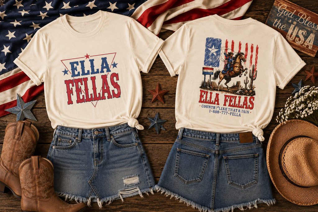 Ella Fellas Graphic Tee — Patriotic Retro Women’s T-Shirt
