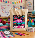 Cute Dumpling  Study Tote Bag — Pastel Back-to-School Canvas Tote with 'Study' Stationery Design