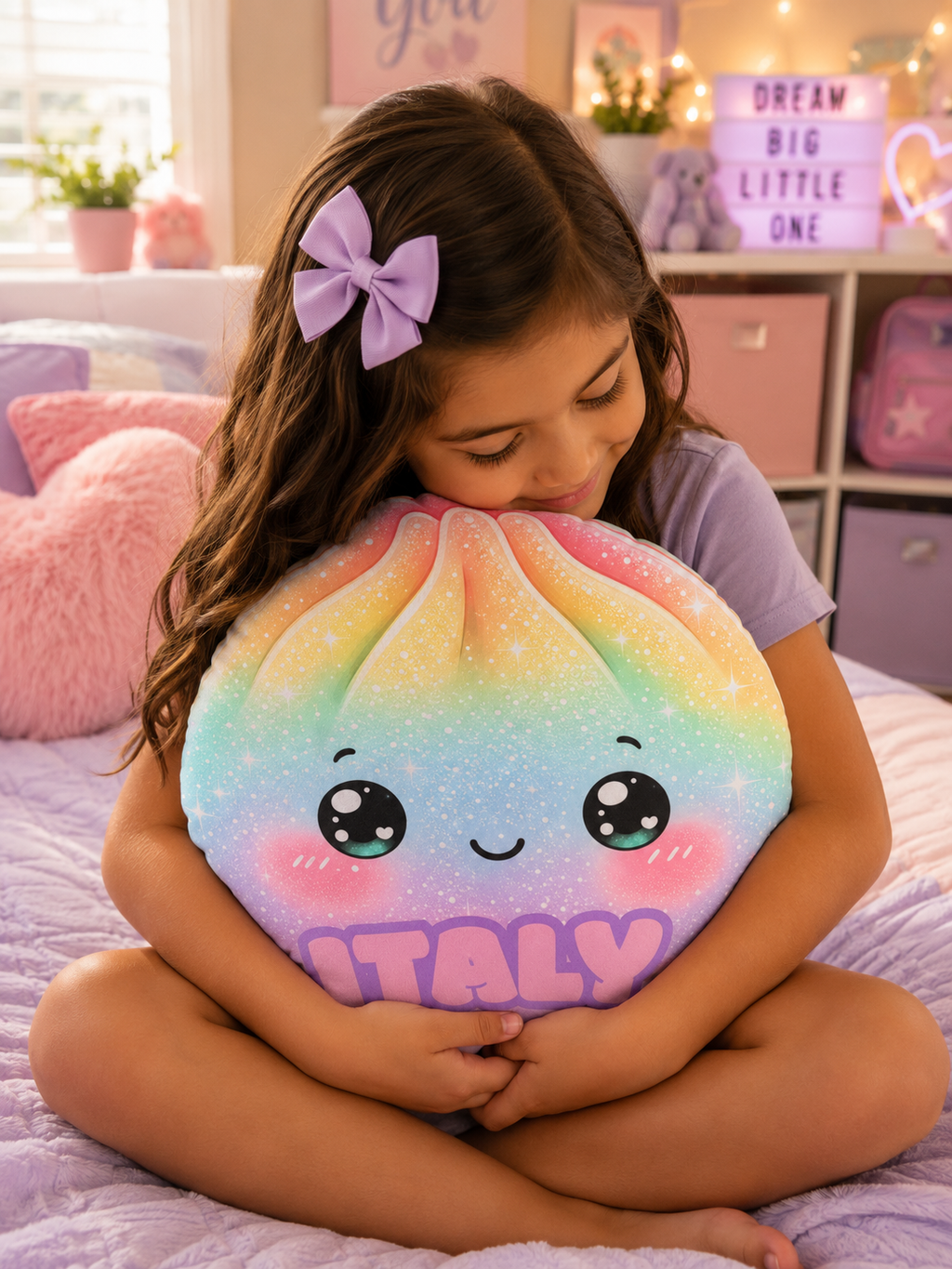 Dumpling Pillow Rainbow Colors — Personalized Custom Shaped Cute Decorative Pillow - Your choice of color