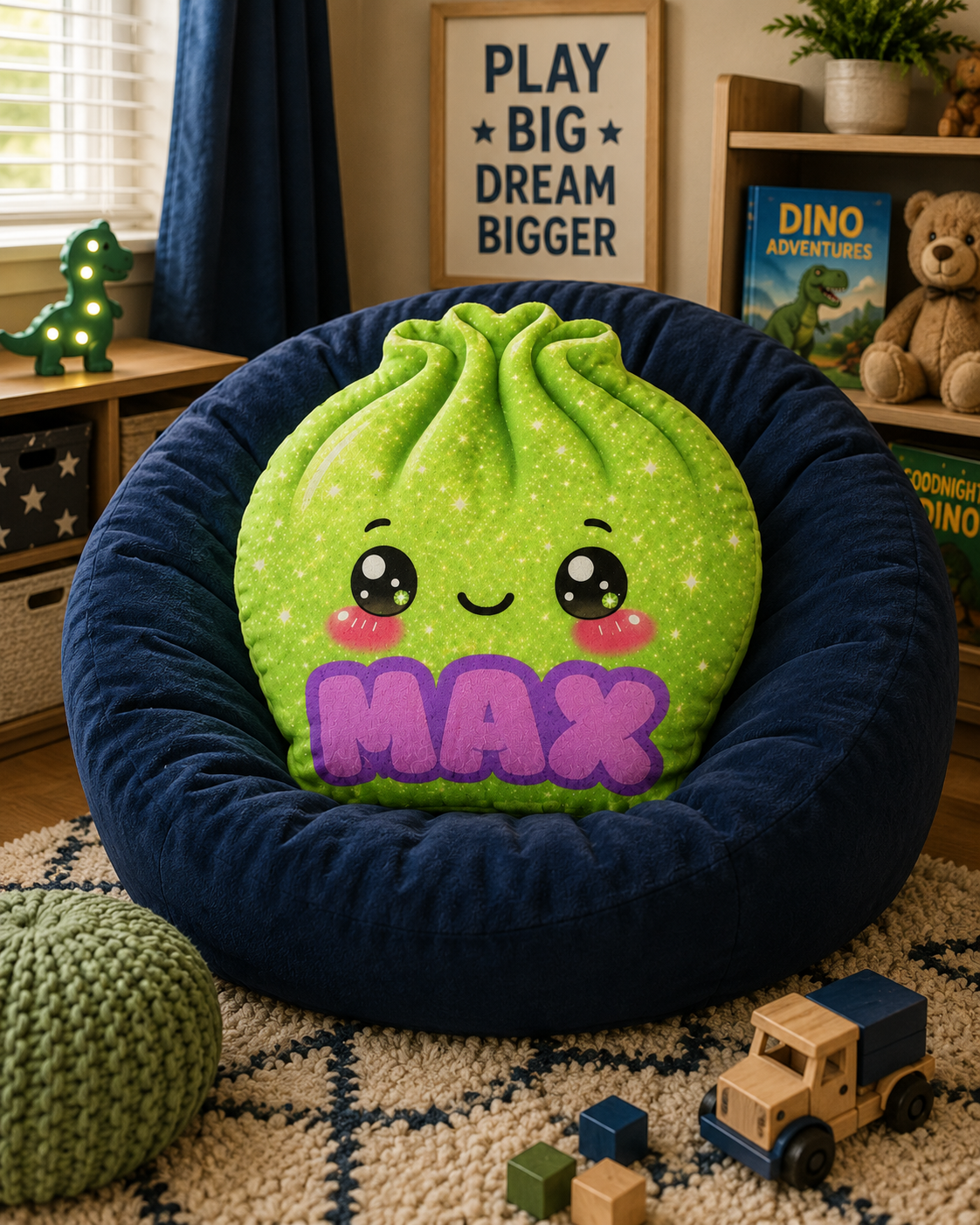 Custom Name Dumpling Throw Pillow, Personalized Kawaii Pillow, Cute Bedroom Decor, Kids Plush Pillow All occasion Gift