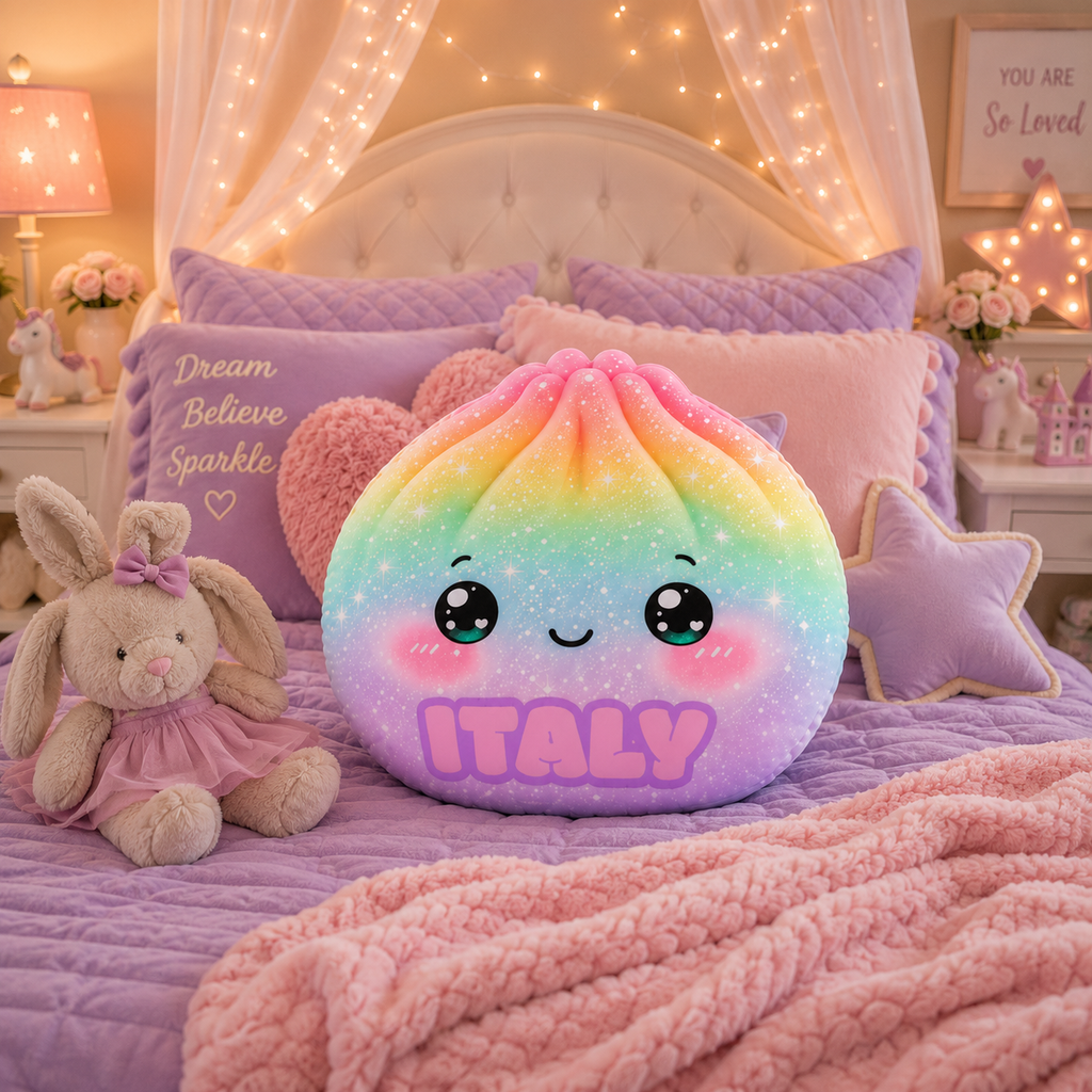 Dumpling Pillow Rainbow Colors — Personalized Custom Shaped Cute Decorative Pillow - Your choice of color