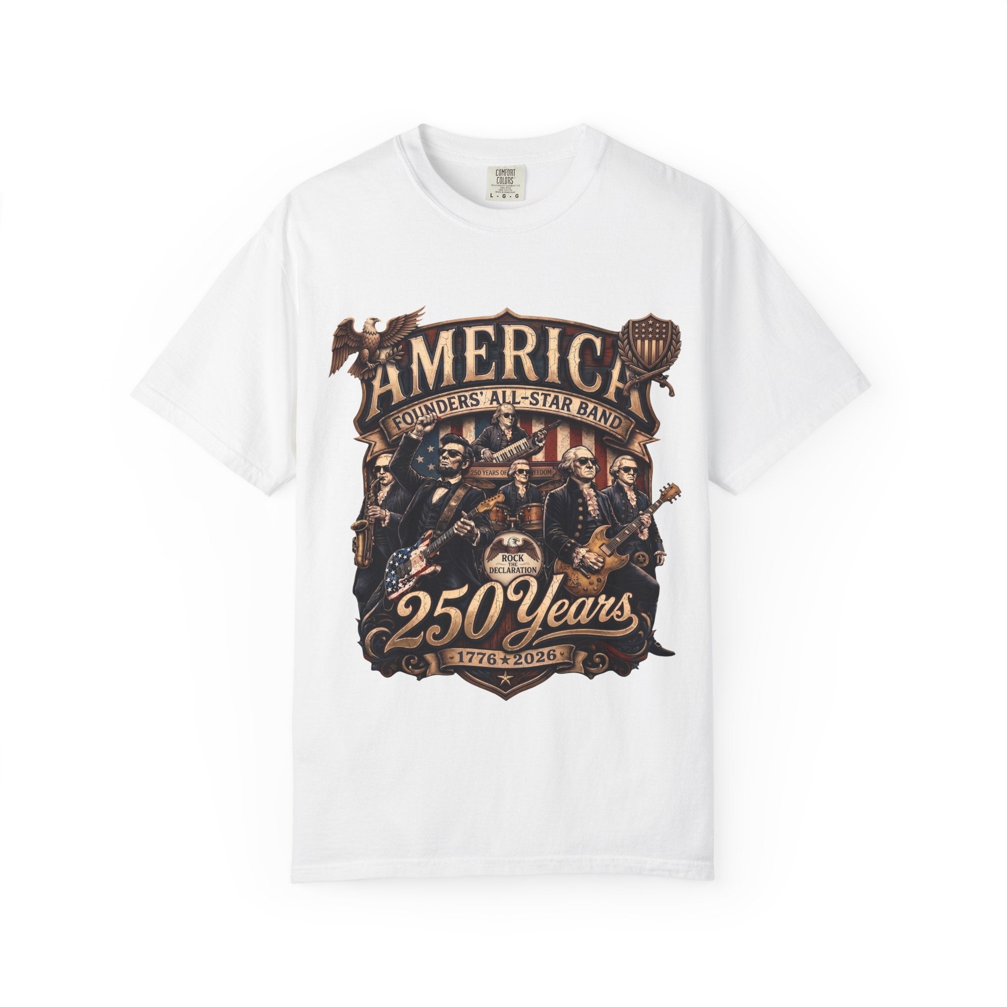 T-Shirt — "America 250 Years" Vintage Patriotic Band Graphic Tee