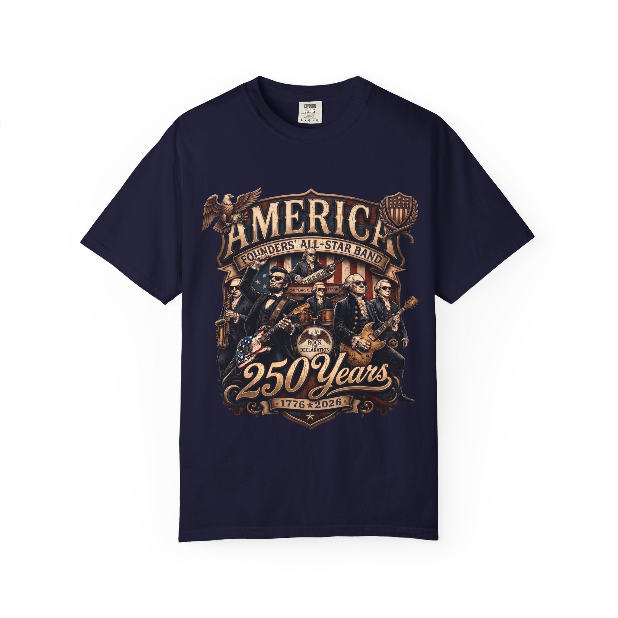 T-Shirt — "America 250 Years" Vintage Patriotic Band Graphic Tee