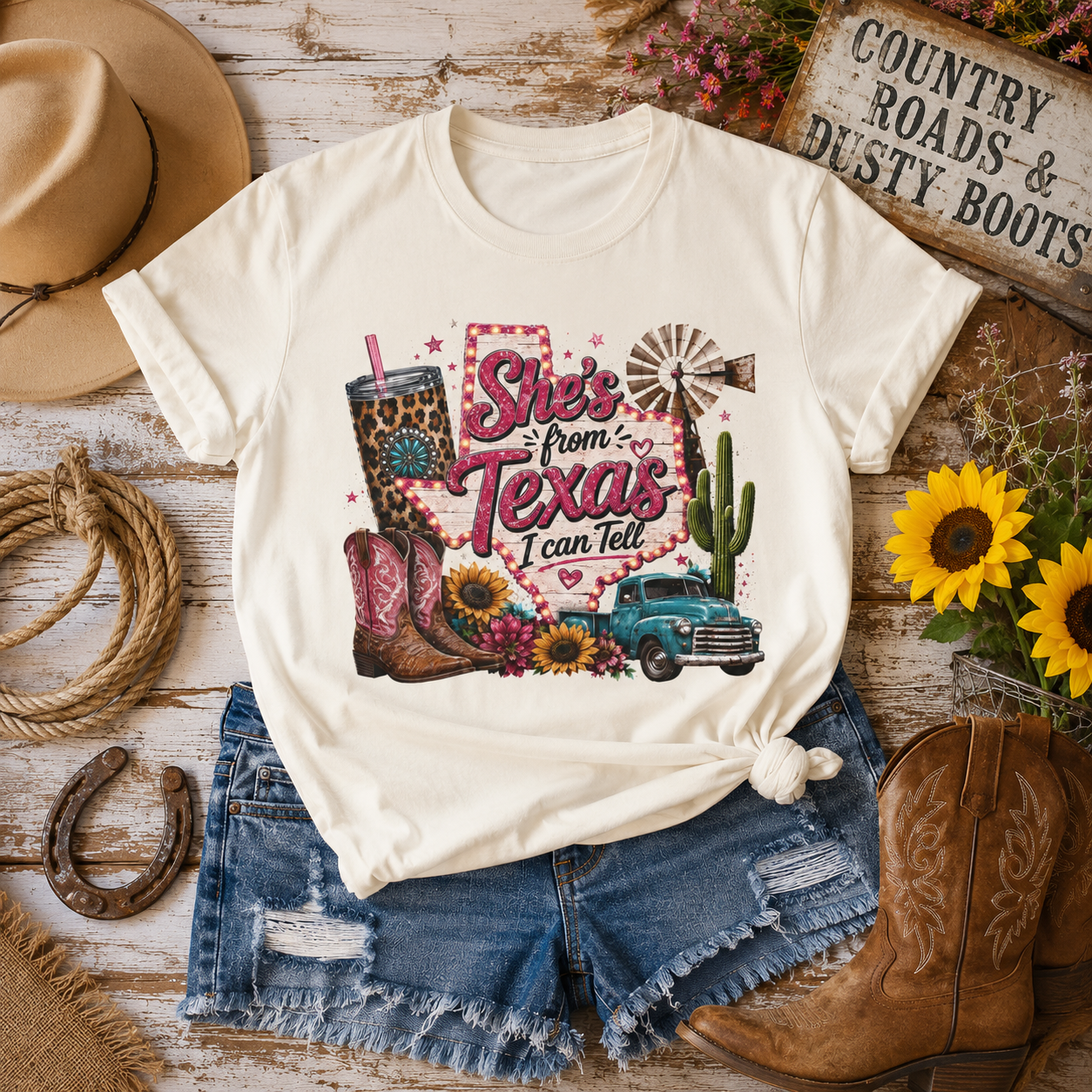 Choosin' Texas T-Shirt — Vintage Cowboy Hat Texas Pride Tee Ella Langley