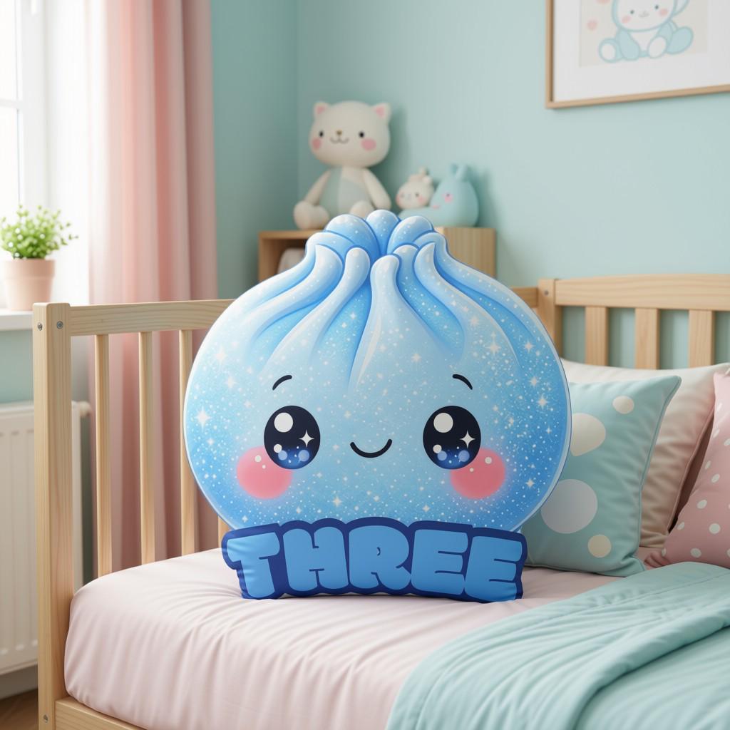 Personalized Blue Dumpling Squishy Pillow – Soft, Squishy, Double-Sided Design