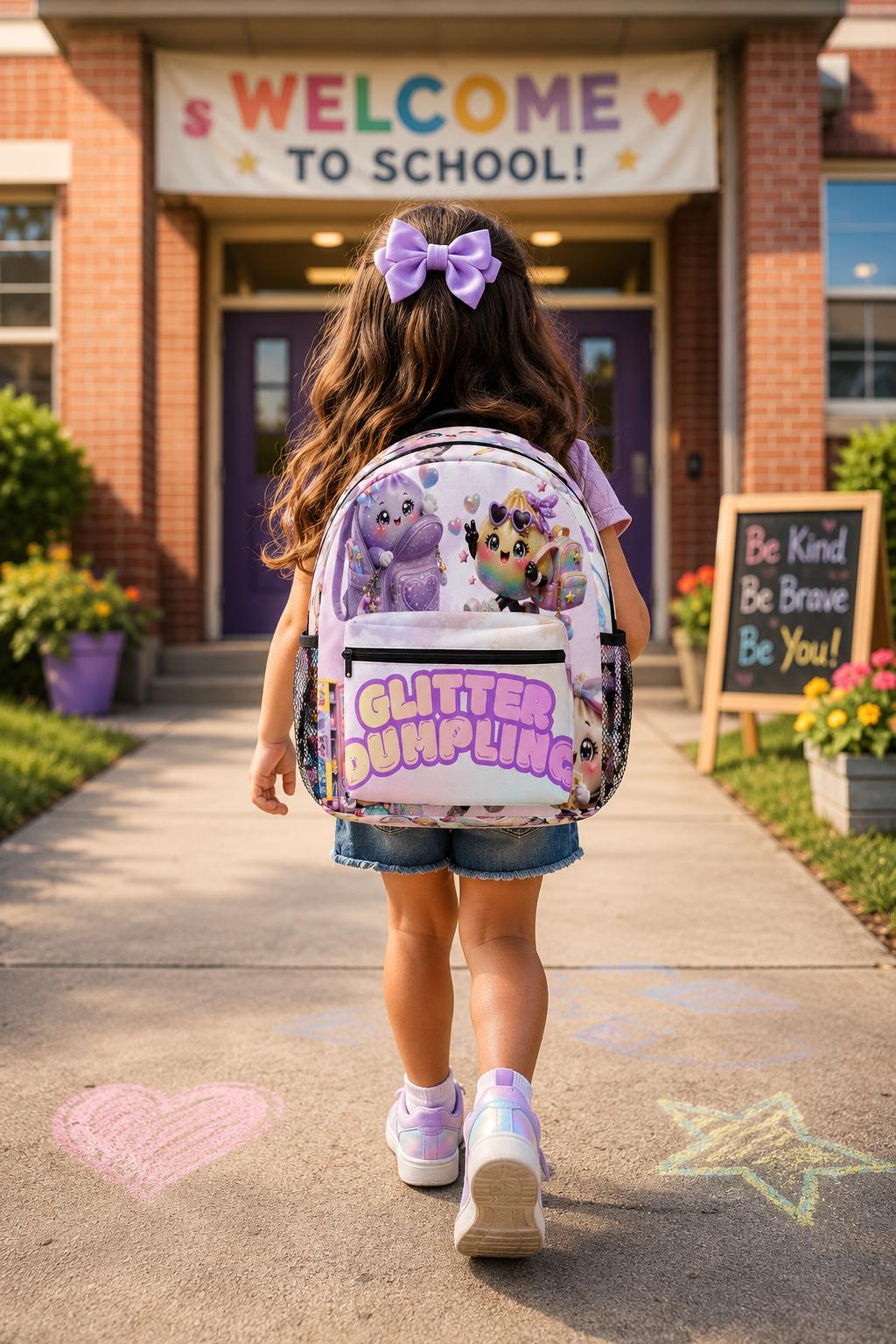 Glitter Dumpling Backpack — Pastel Cute Character School Bag